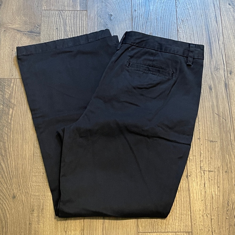 Lands End Womens Black Mid Rise Trouser Leg Chino Pants Size 16 474516